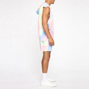 Custom Oversized Crew Neck Casual Mens Tanks Tie Dye Sleeveless Hoodies