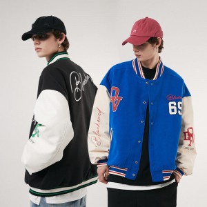 2022 New Autumn and Winter Men’s Coats Cotton Foam Printing Patchwork Vintage Casual Baseball Varsity Jacket